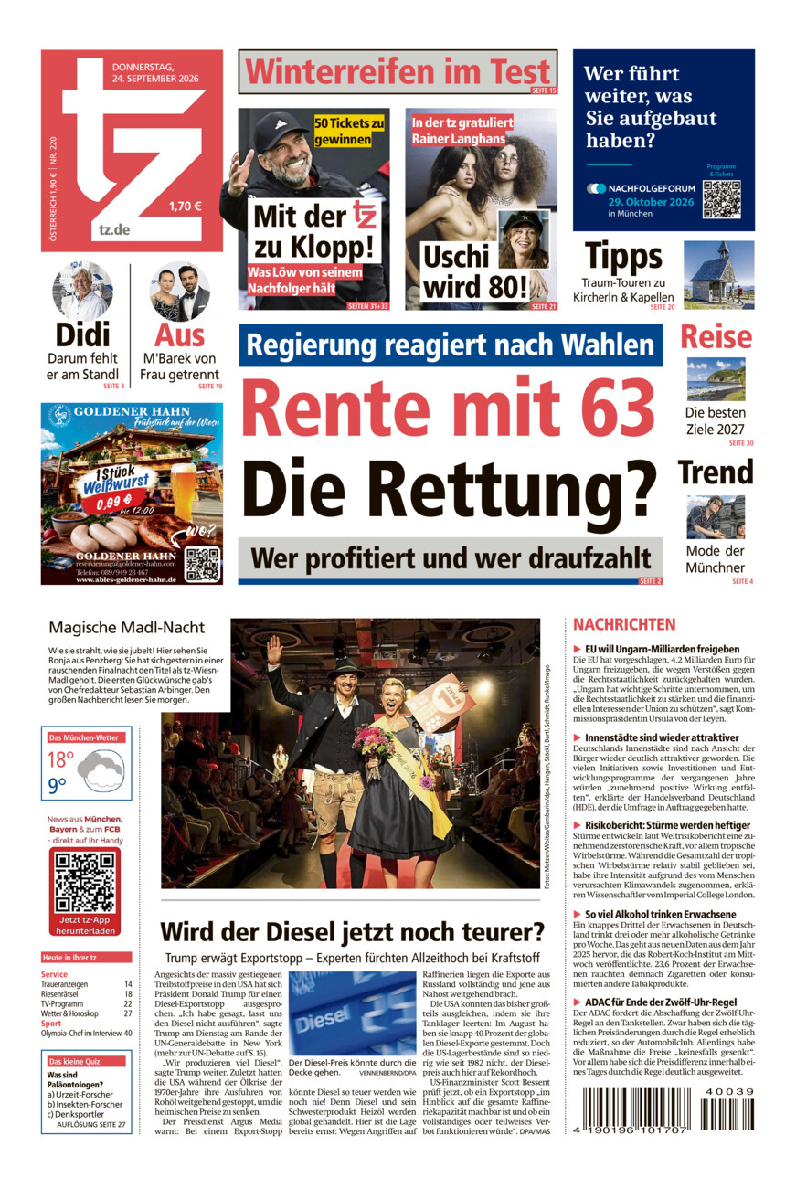 tz vom Donnerstag, 24.09.2026