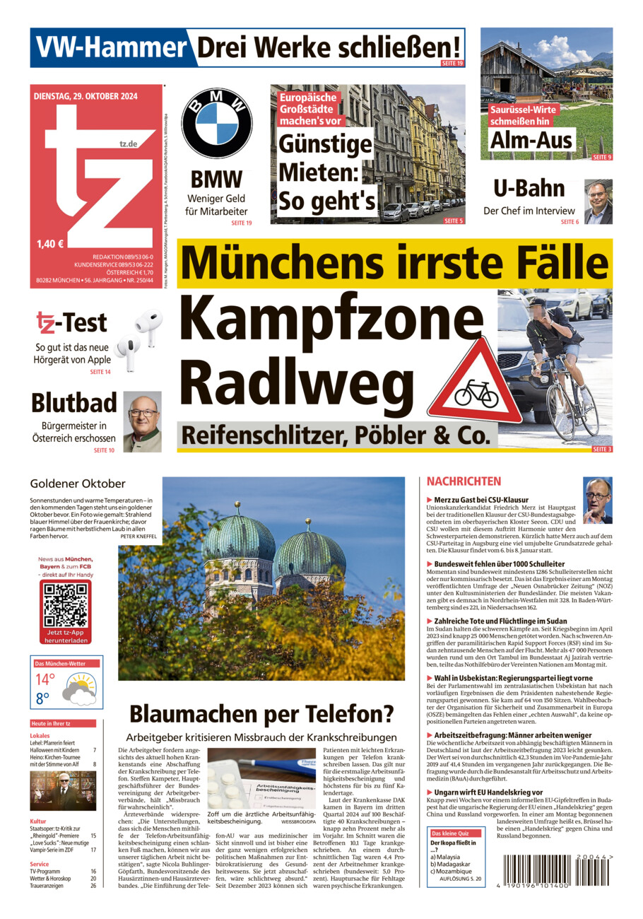 tz vom Dienstag, 29.10.2024