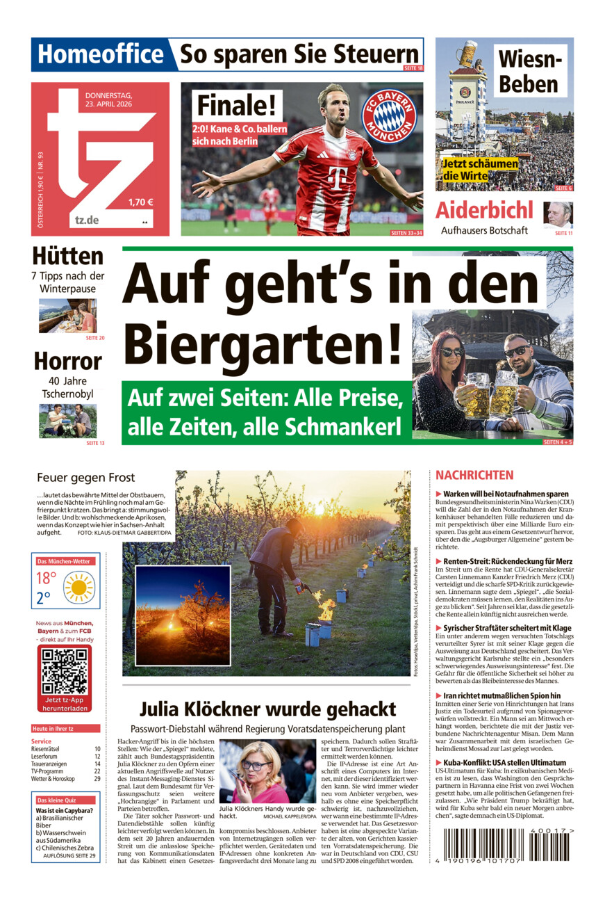 tz vom Donnerstag, 23.04.2026