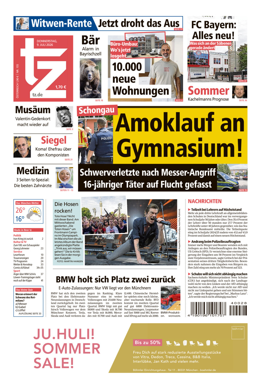 tz vom Donnerstag, 09.07.2026