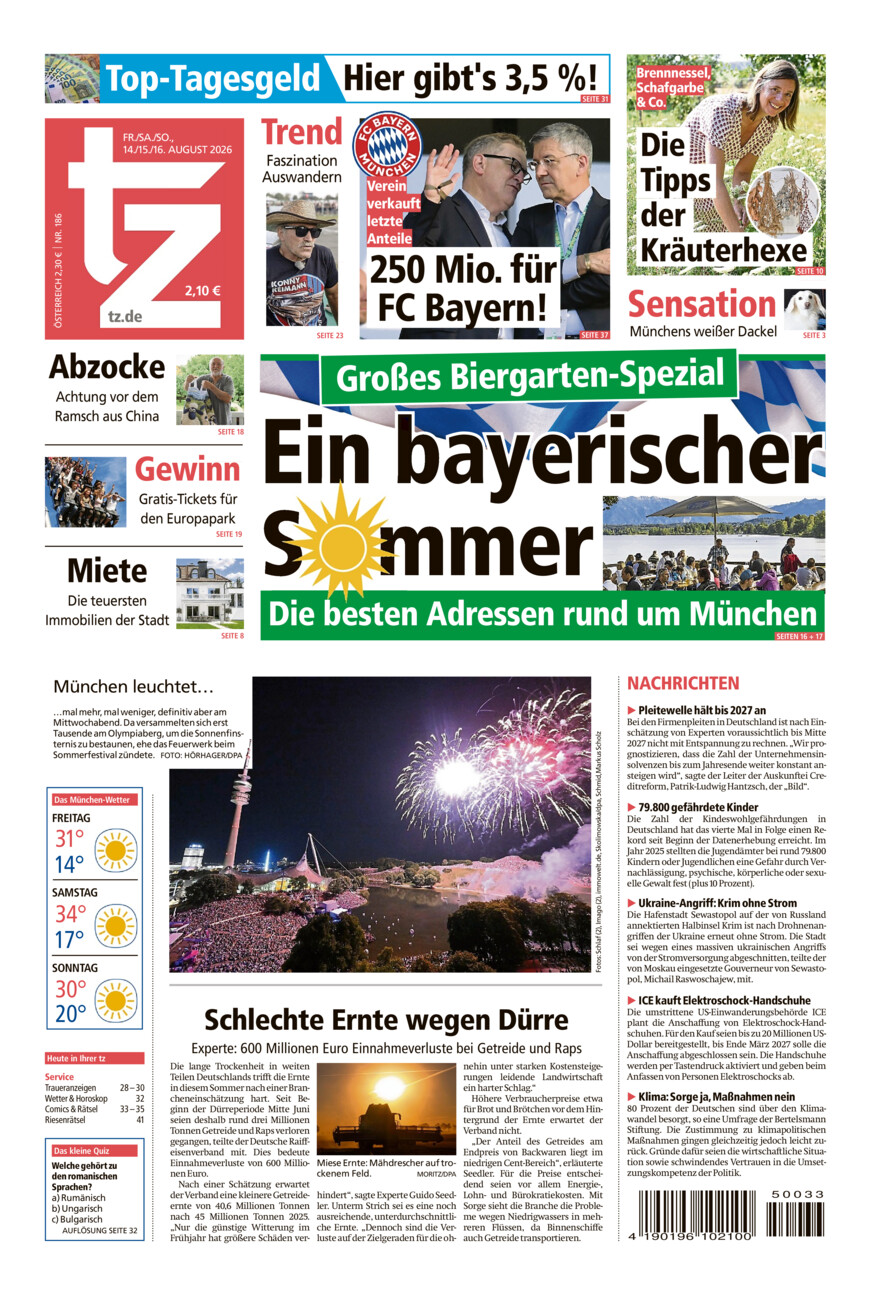 tz vom Freitag, 14.08.2026