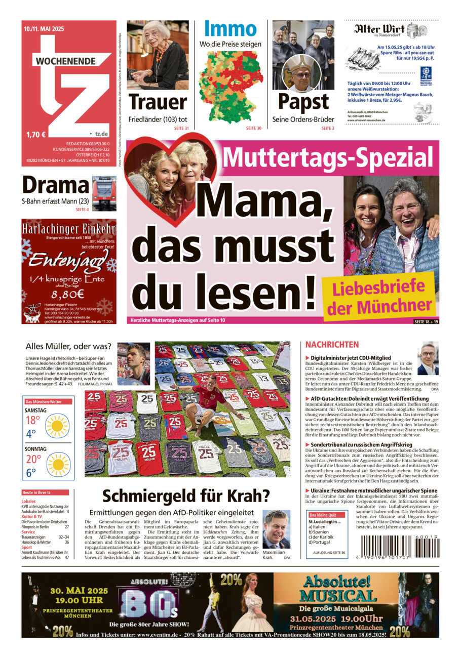 tz vom Samstag, 10.05.2025
