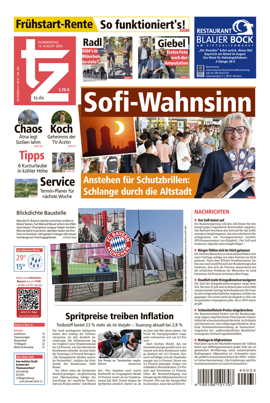 tz vom Donnerstag, 13.08.2026
