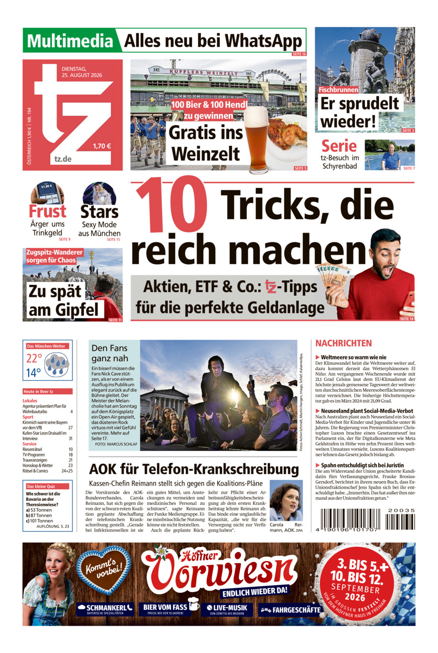 tz vom Dienstag, 25.08.2026