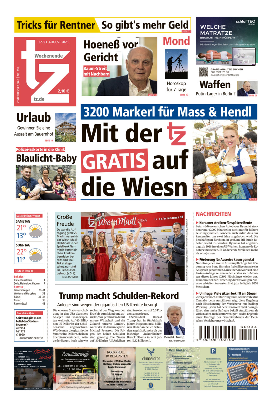 tz vom Samstag, 22.08.2026