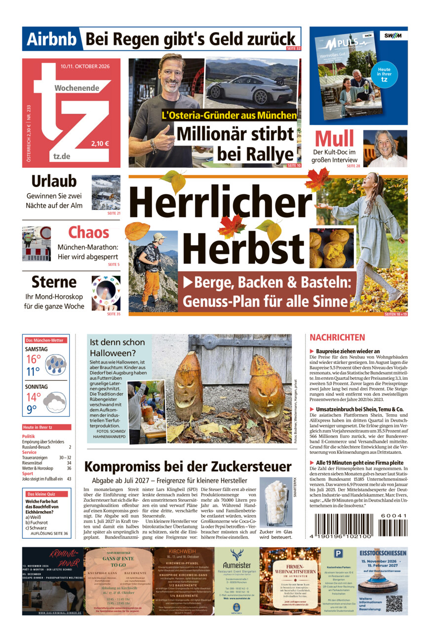tz vom Samstag, 10.10.2026