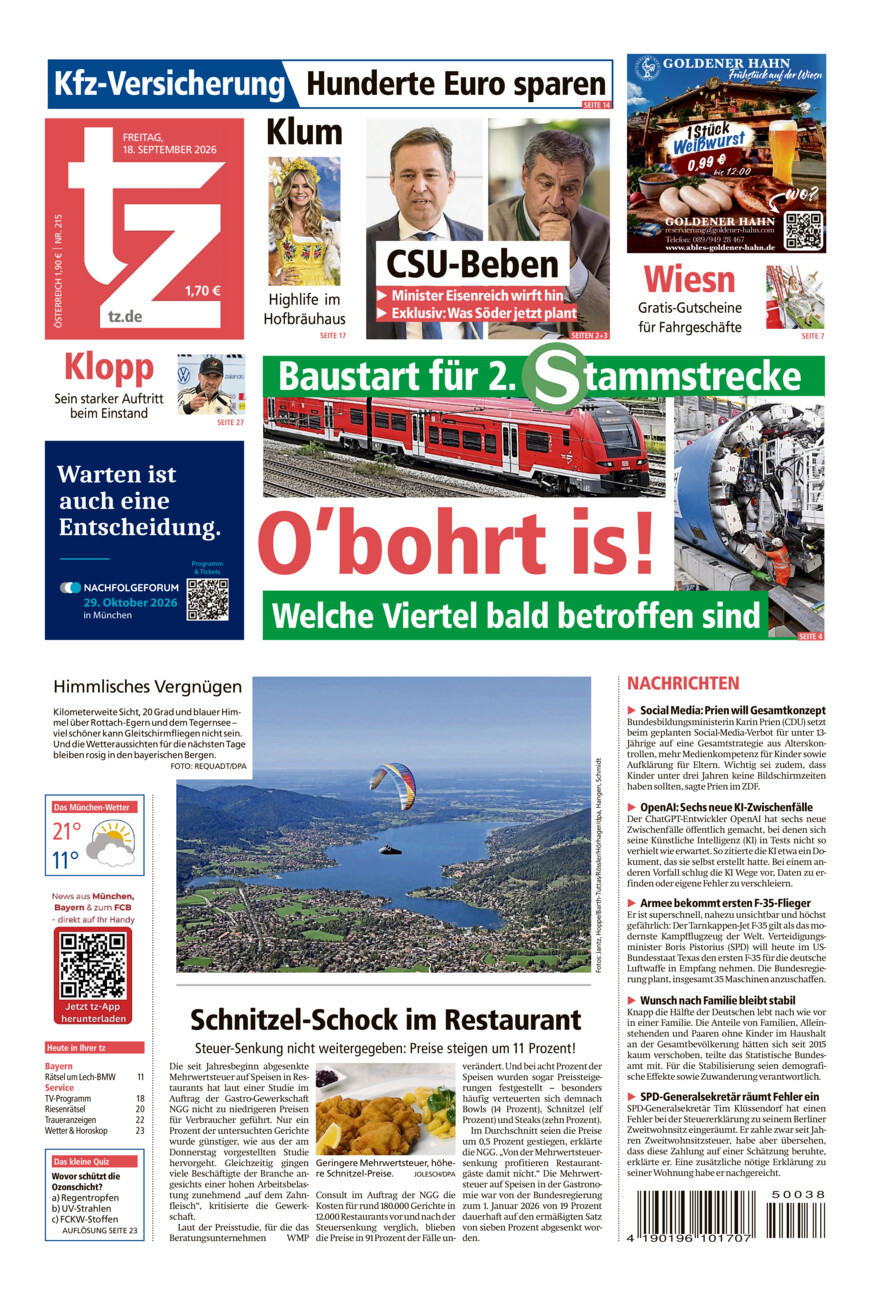 tz vom Freitag, 18.09.2026