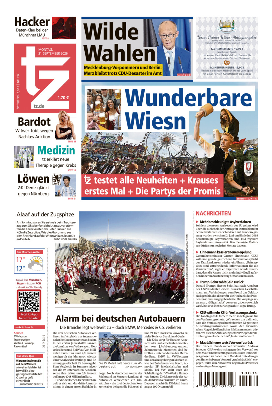 tz vom Montag, 21.09.2026