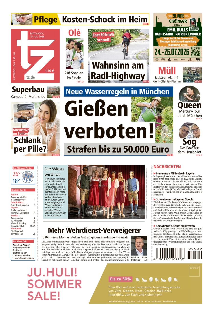 tz vom Mittwoch, 15.07.2026