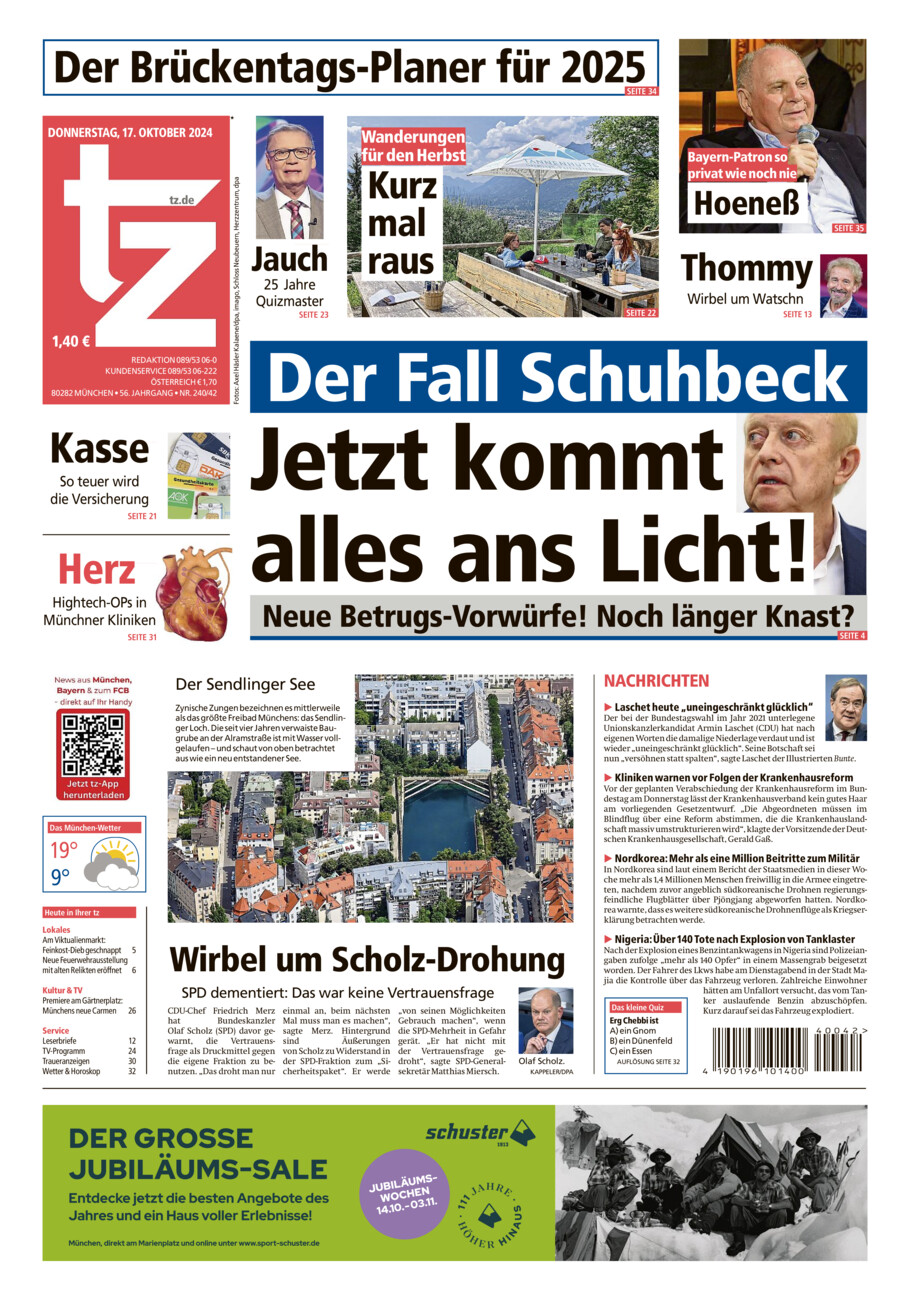 tz vom Donnerstag, 17.10.2024