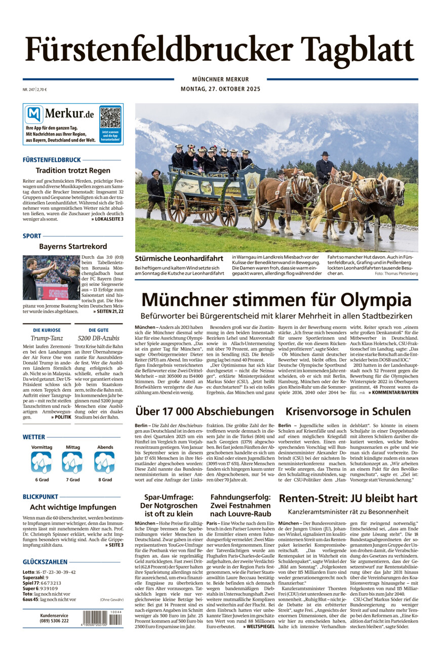 Fürstenfeldbrucker Tagblatt vom Montag, 27.10.2025
