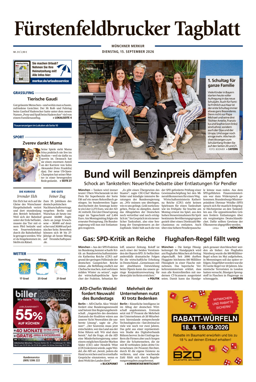 Fürstenfeldbrucker Tagblatt vom Dienstag, 15.09.2026