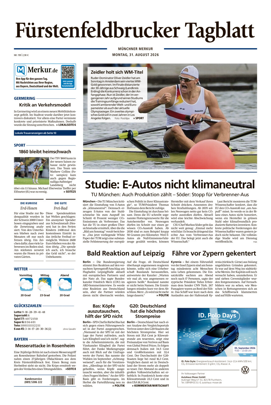 Fürstenfeldbrucker Tagblatt vom Montag, 31.08.2026