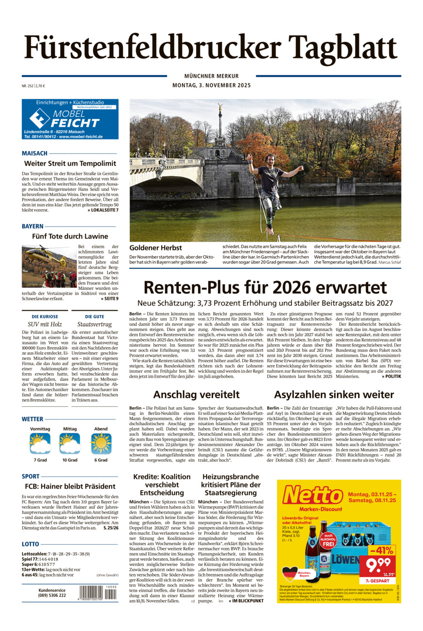 Fürstenfeldbrucker Tagblatt vom Montag, 03.11.2025
