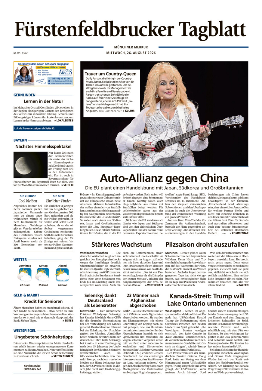 Fürstenfeldbrucker Tagblatt vom Mittwoch, 26.08.2026