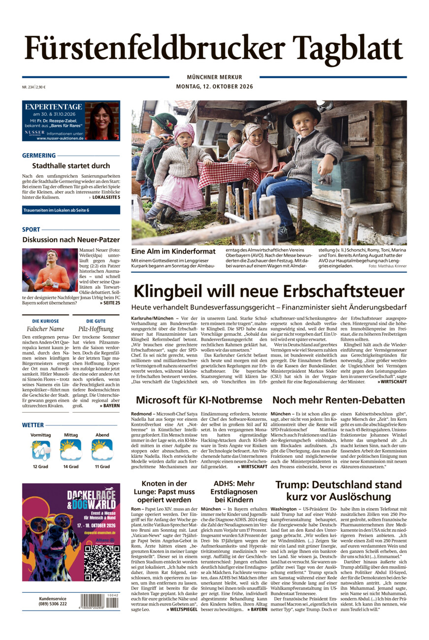 Fürstenfeldbrucker Tagblatt vom Montag, 12.10.2026
