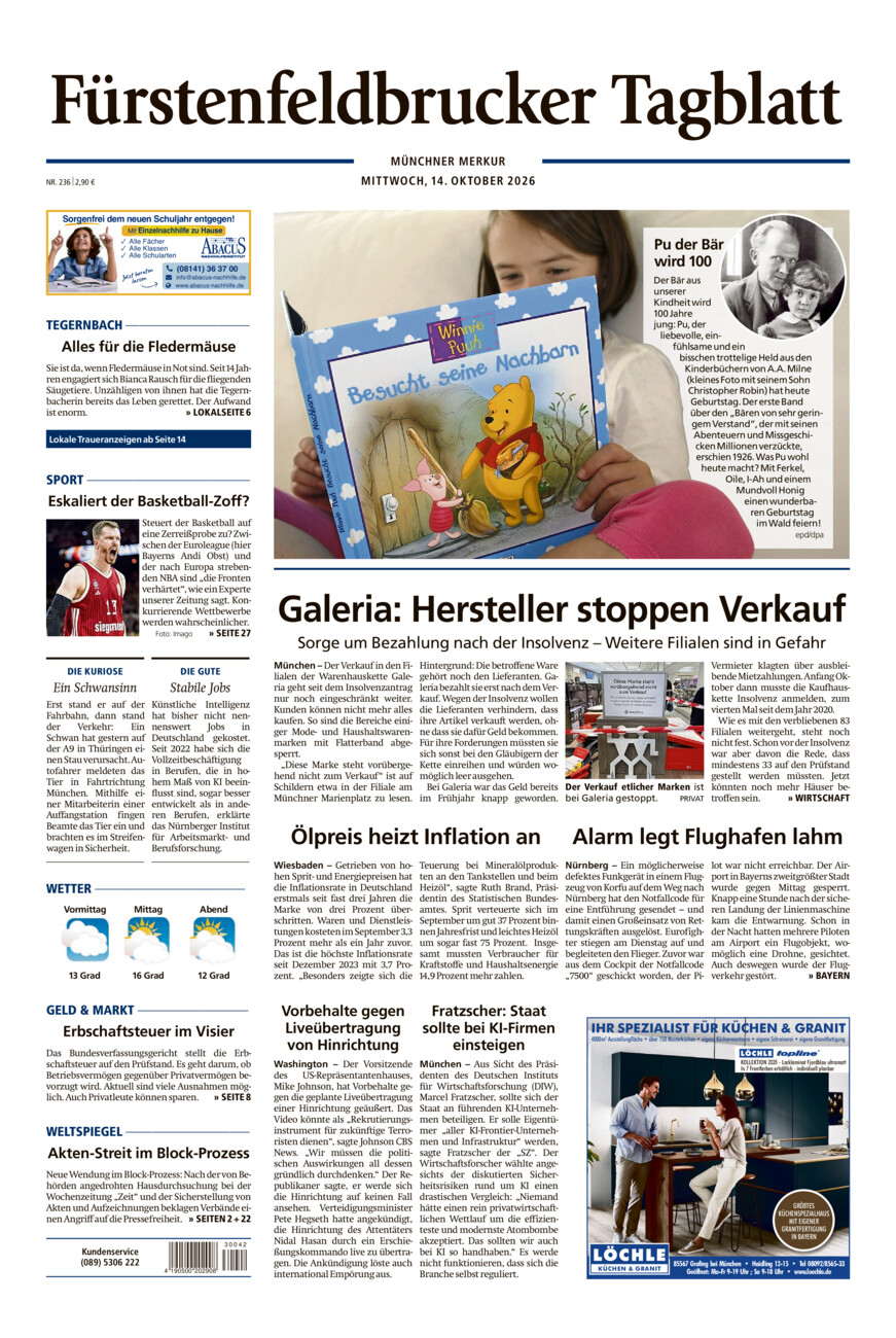 Fürstenfeldbrucker Tagblatt vom Mittwoch, 14.10.2026