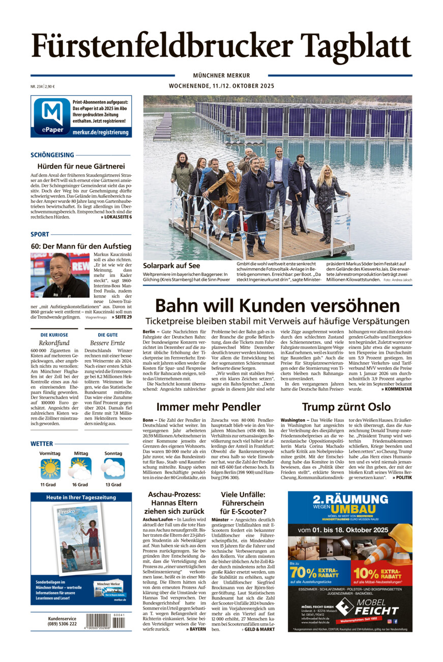 Fürstenfeldbrucker Tagblatt vom Samstag, 11.10.2025