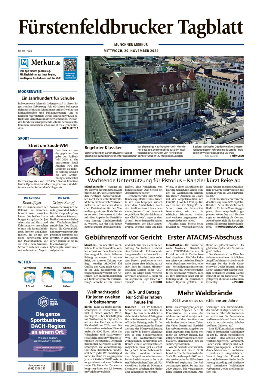 Fürstenfeldbrucker Tagblatt vom Mittwoch, 20.11.2024