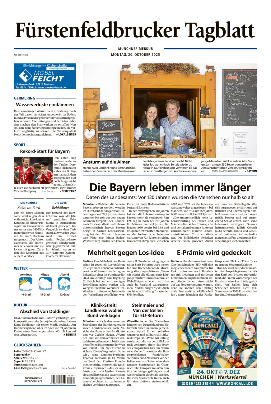 Fürstenfeldbrucker Tagblatt vom Montag, 20.10.2025