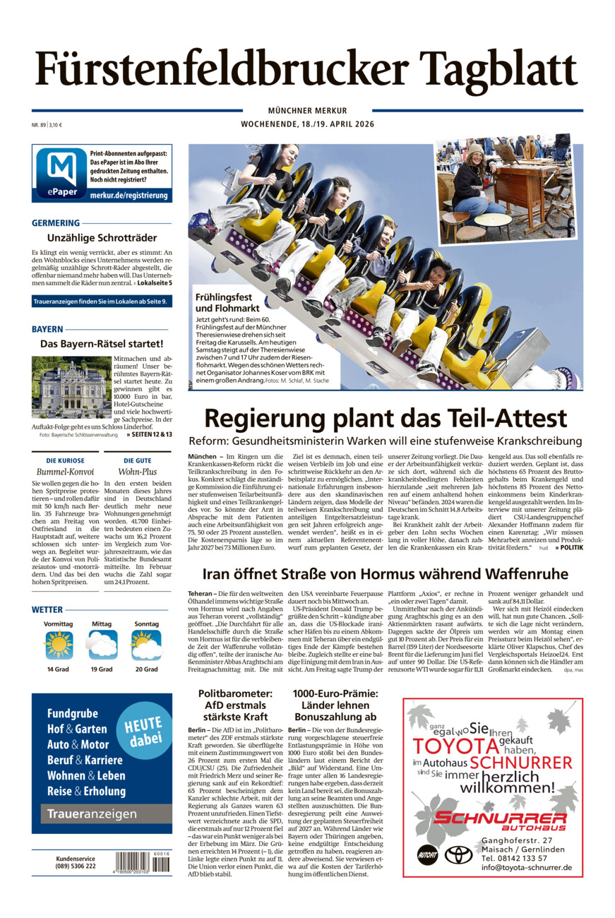 Fürstenfeldbrucker Tagblatt vom Samstag, 18.04.2026