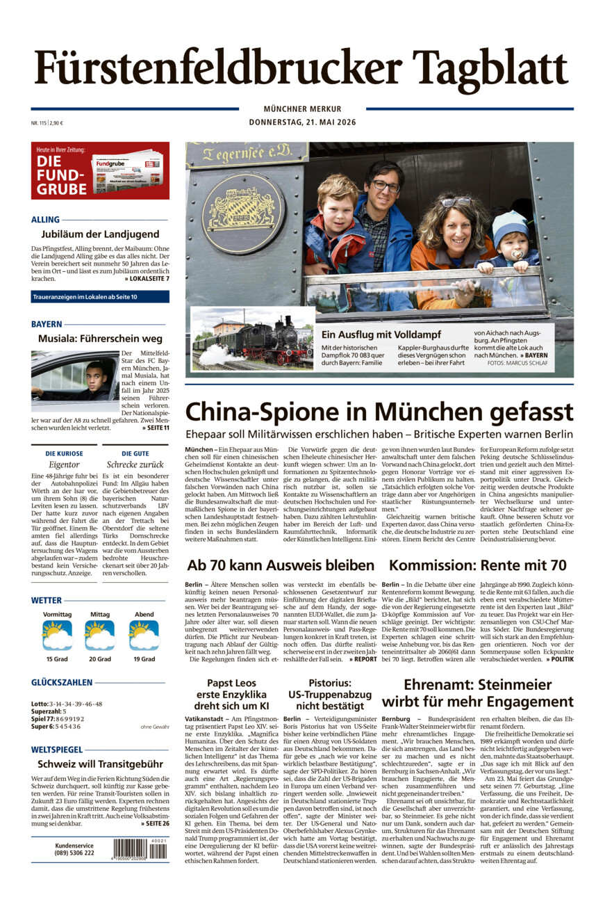 Fürstenfeldbrucker Tagblatt vom Donnerstag, 21.05.2026