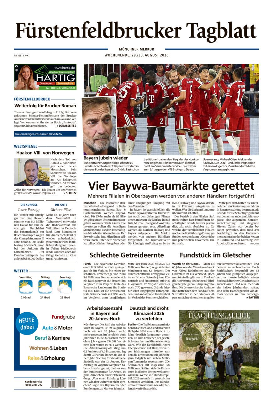 Fürstenfeldbrucker Tagblatt vom Samstag, 29.08.2026