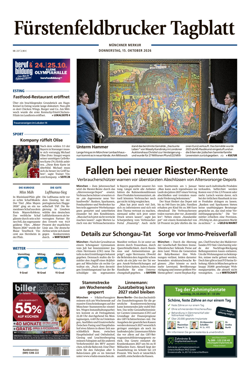 Fürstenfeldbrucker Tagblatt vom Donnerstag, 15.10.2026