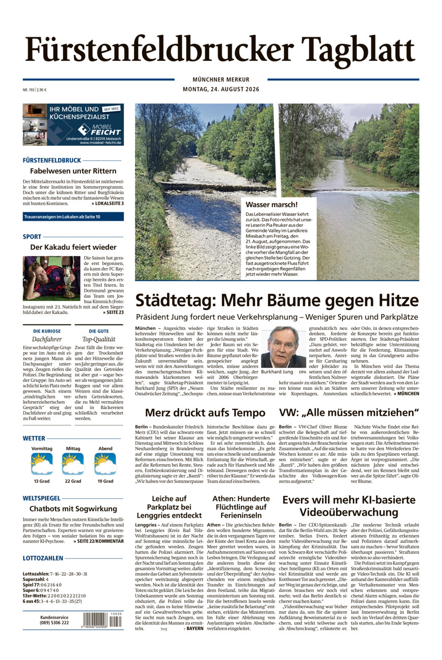 Fürstenfeldbrucker Tagblatt vom Montag, 24.08.2026