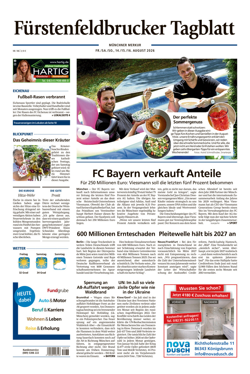 Fürstenfeldbrucker Tagblatt vom Freitag, 14.08.2026