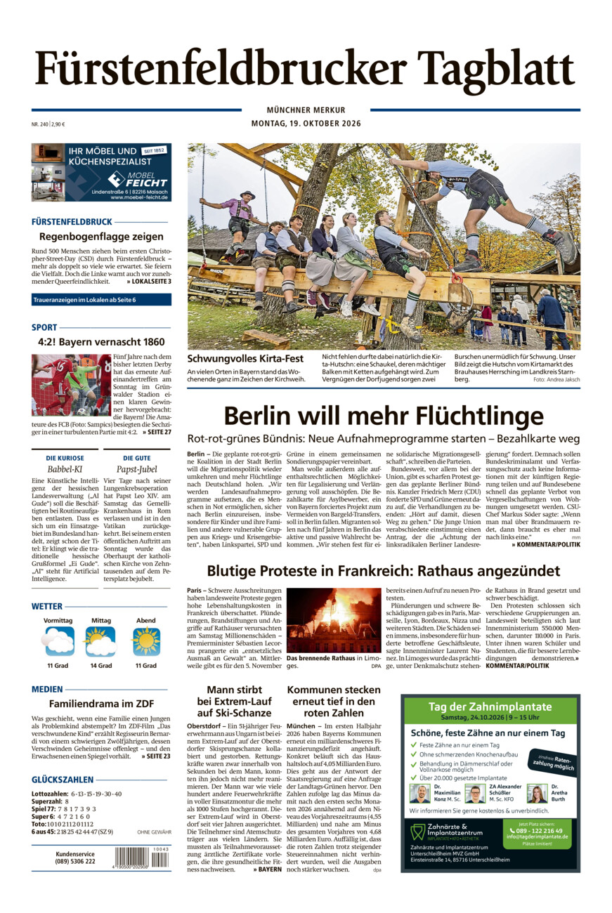 Fürstenfeldbrucker Tagblatt vom Montag, 19.10.2026