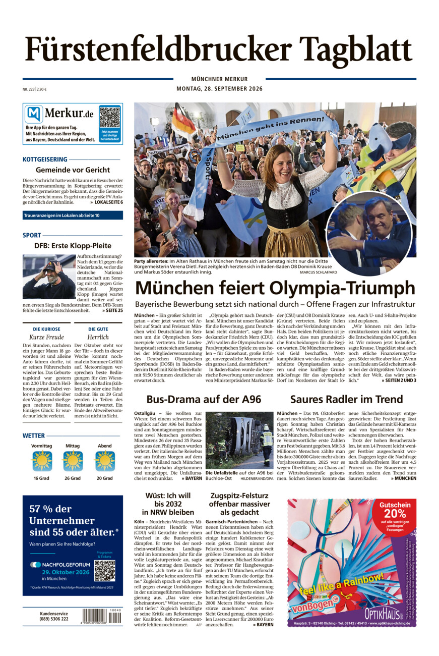 Fürstenfeldbrucker Tagblatt vom Montag, 28.09.2026