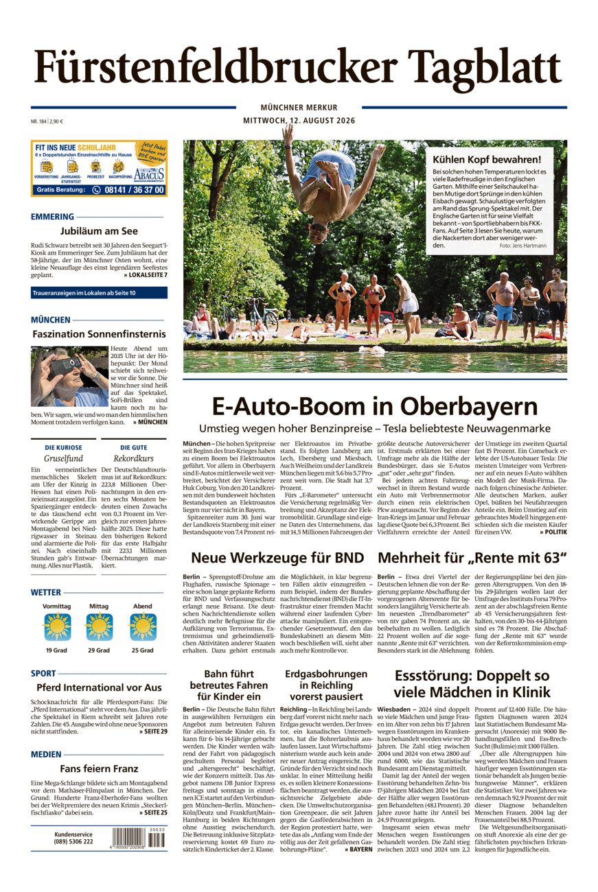 Fürstenfeldbrucker Tagblatt vom Mittwoch, 12.08.2026