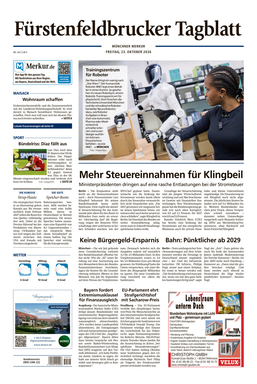 Fürstenfeldbrucker Tagblatt vom Freitag, 23.10.2026