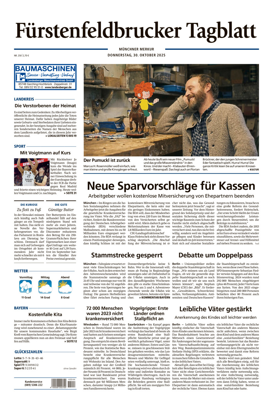 Fürstenfeldbrucker Tagblatt vom Donnerstag, 30.10.2025