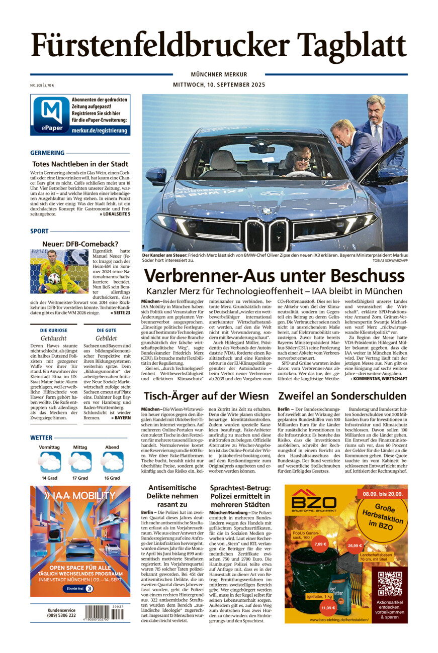 Fürstenfeldbrucker Tagblatt vom Mittwoch, 10.09.2025