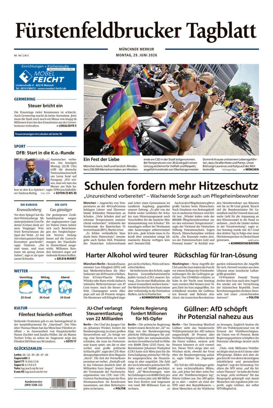 Fürstenfeldbrucker Tagblatt vom Montag, 29.06.2026