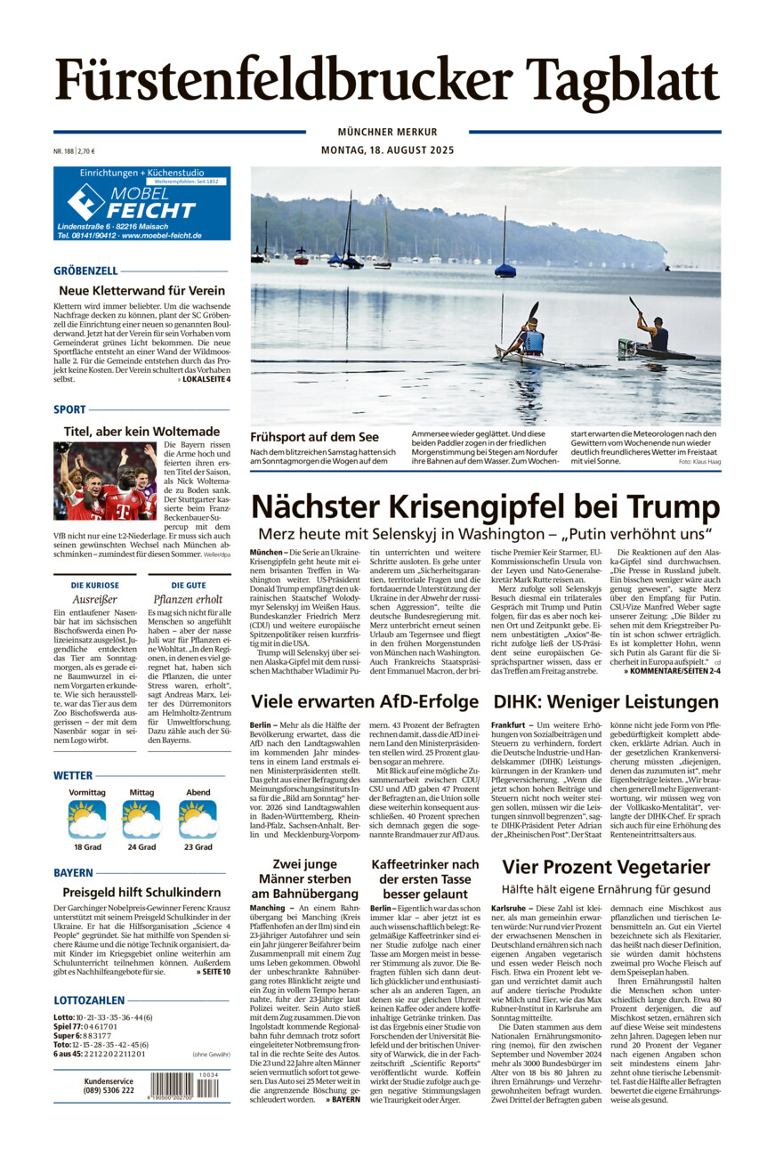 Fürstenfeldbrucker Tagblatt vom Montag, 18.08.2025
