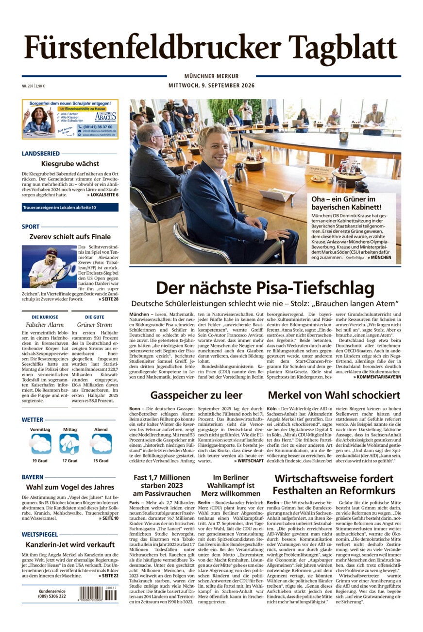 Fürstenfeldbrucker Tagblatt vom Mittwoch, 09.09.2026