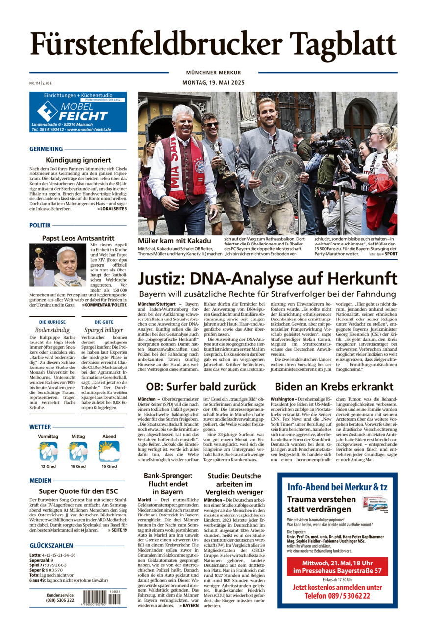 Fürstenfeldbrucker Tagblatt vom Montag, 19.05.2025