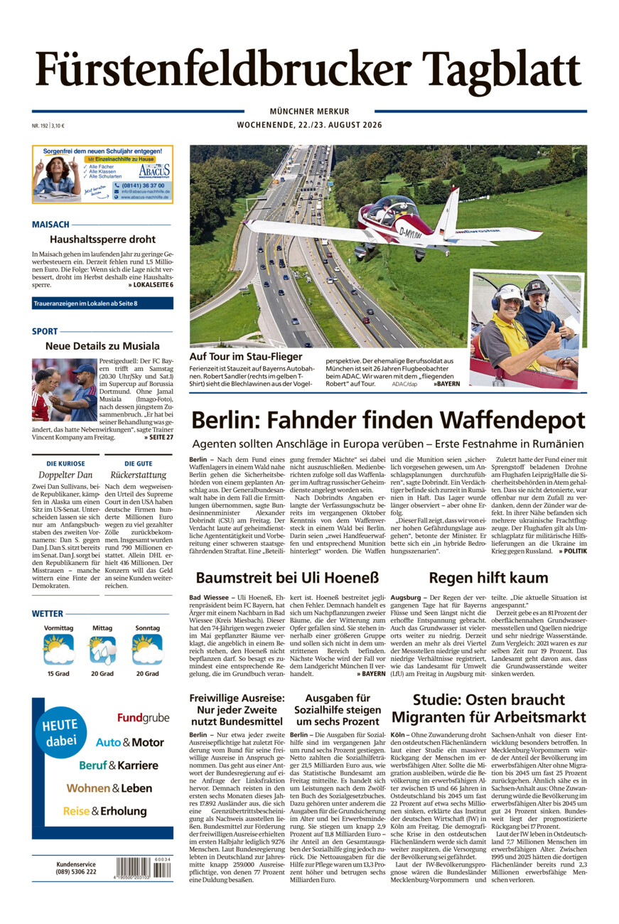 Fürstenfeldbrucker Tagblatt vom Samstag, 22.08.2026