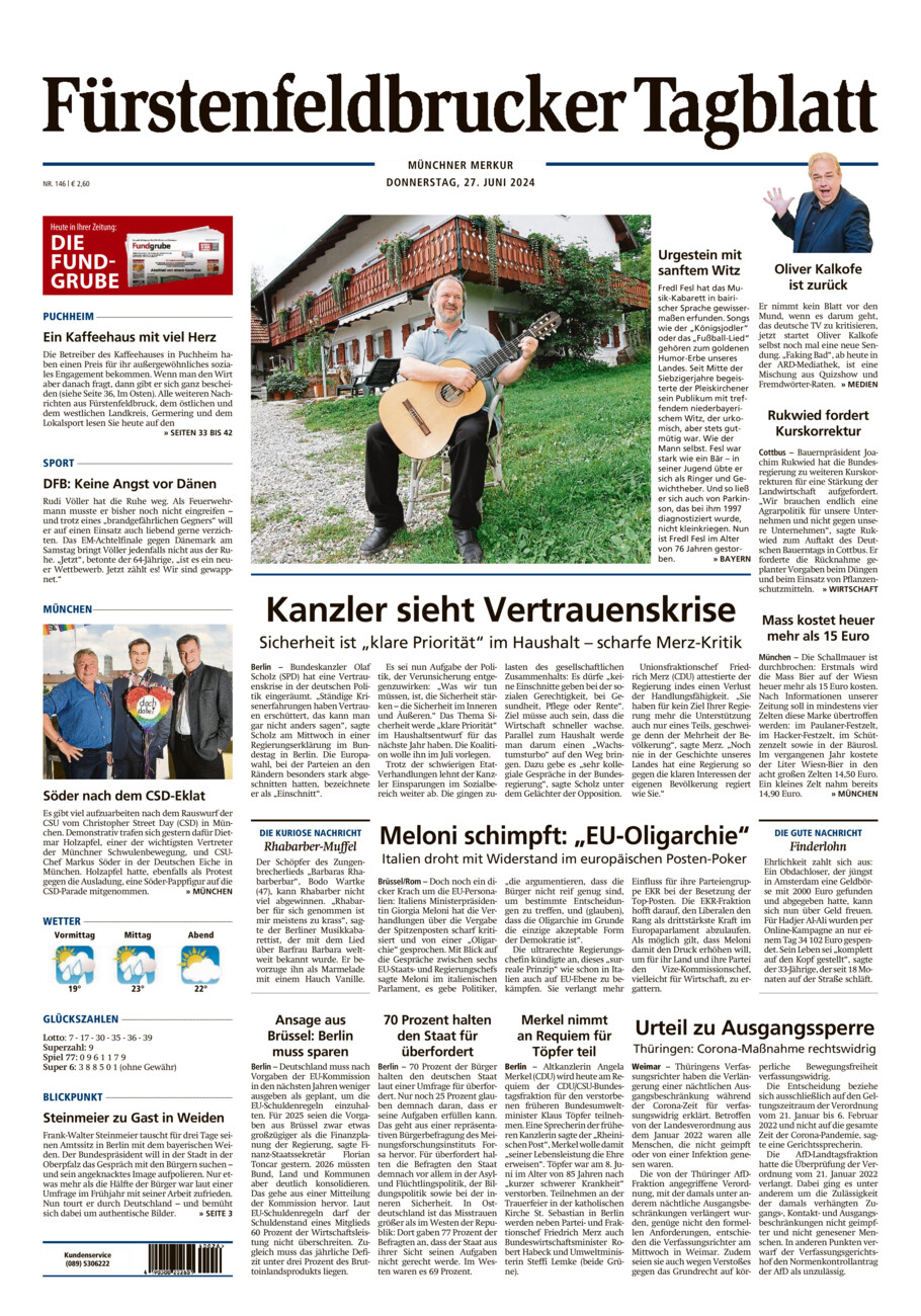 Fürstenfeldbrucker Tagblatt vom Donnerstag, 27.06.2024