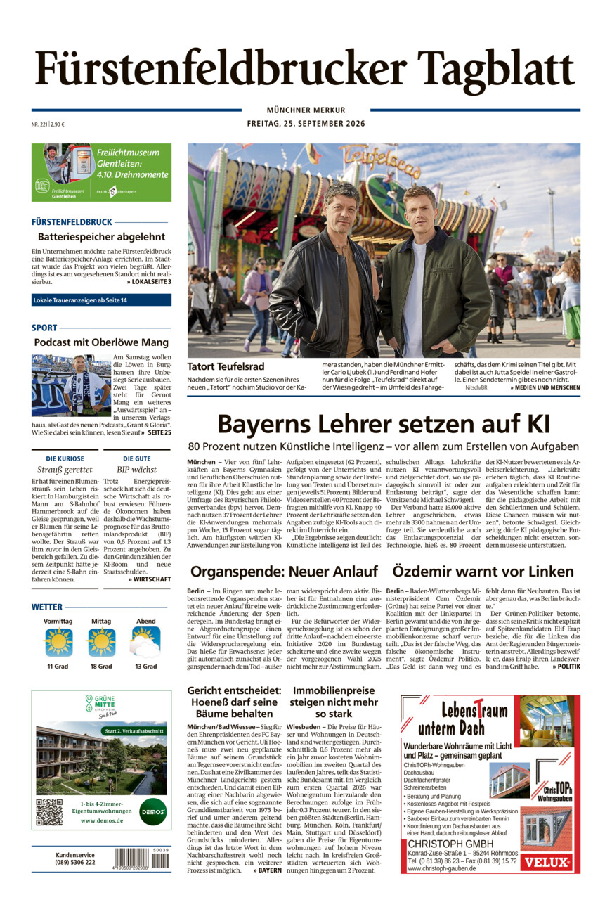 Fürstenfeldbrucker Tagblatt vom Freitag, 25.09.2026