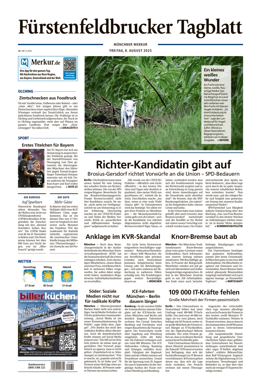 Fürstenfeldbrucker Tagblatt vom Freitag, 08.08.2025