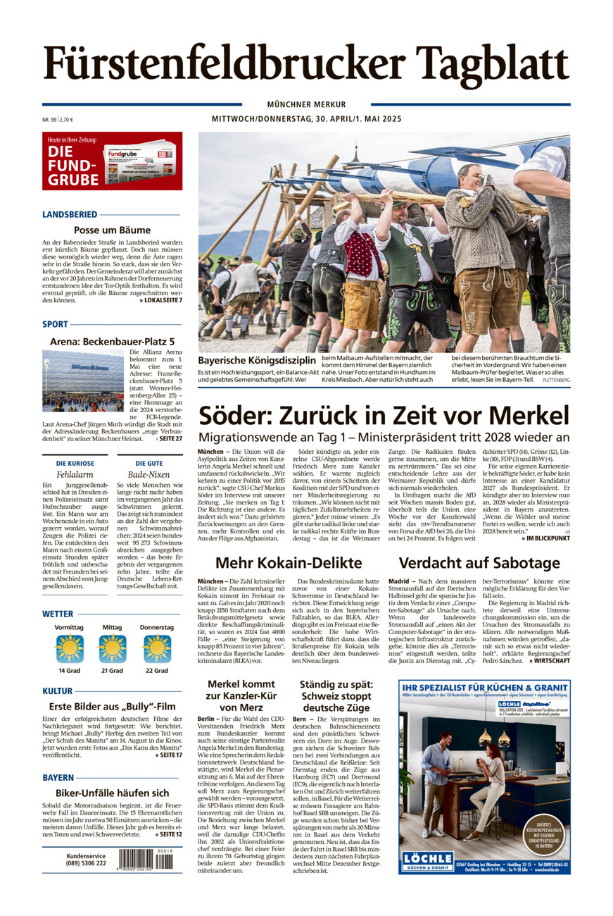 Fürstenfeldbrucker Tagblatt vom Mittwoch, 30.04.2025