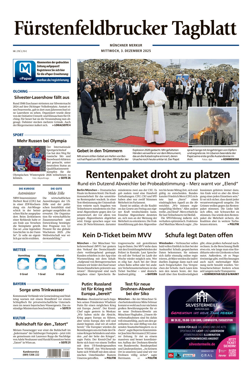 Fürstenfeldbrucker Tagblatt vom Mittwoch, 03.12.2025