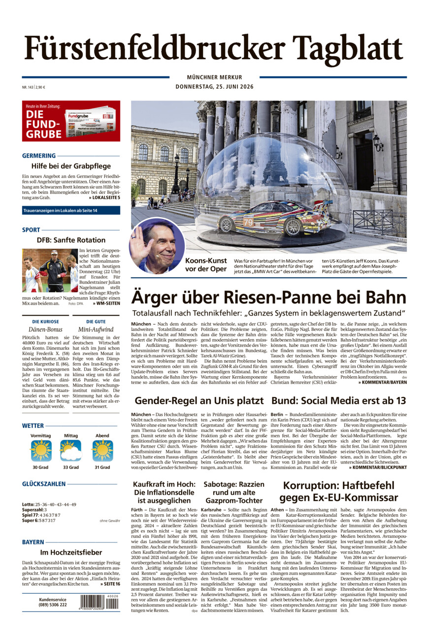 Fürstenfeldbrucker Tagblatt vom Donnerstag, 25.06.2026