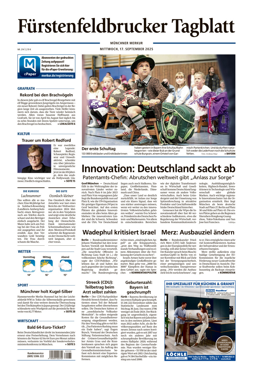 Fürstenfeldbrucker Tagblatt vom Mittwoch, 17.09.2025