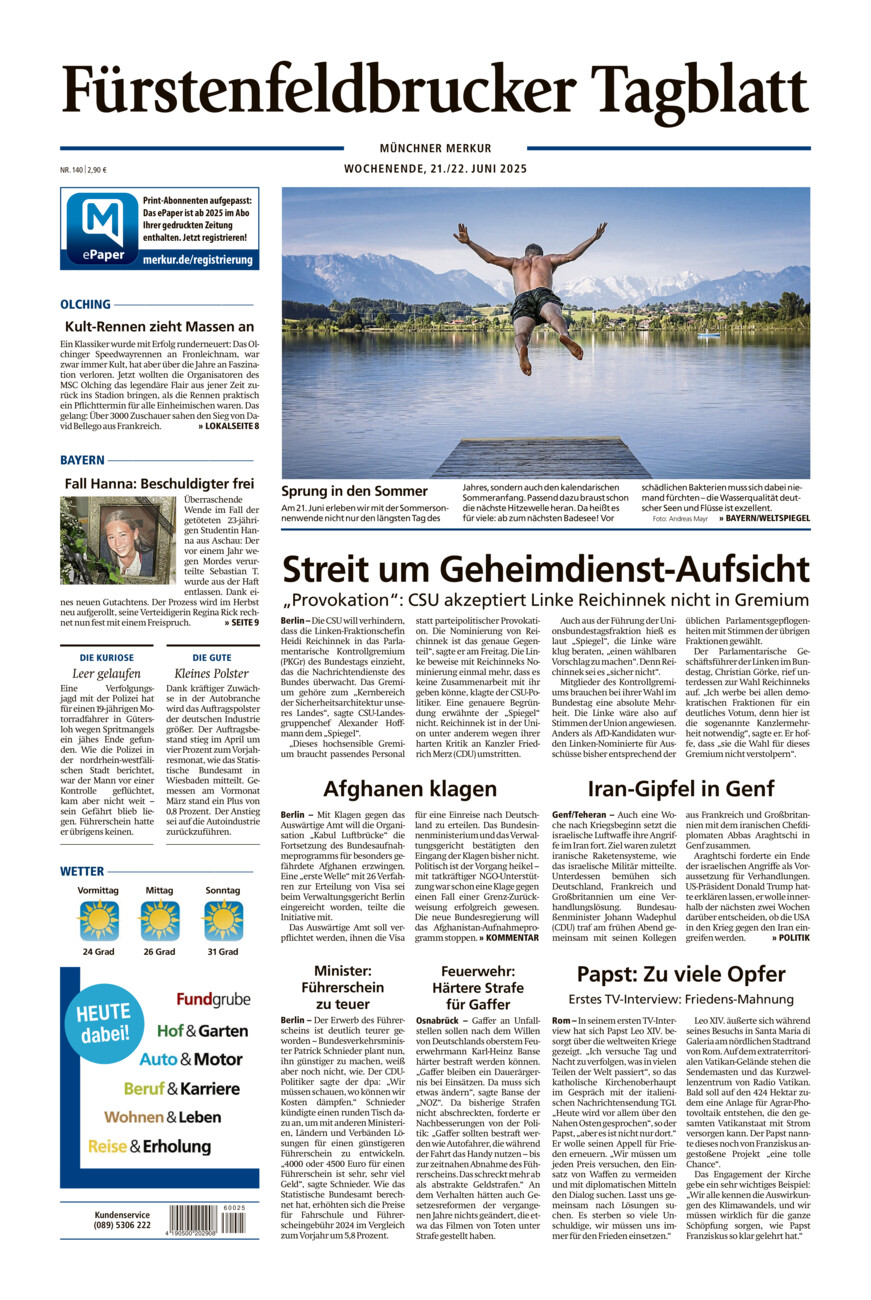 Fürstenfeldbrucker Tagblatt vom Samstag, 21.06.2025