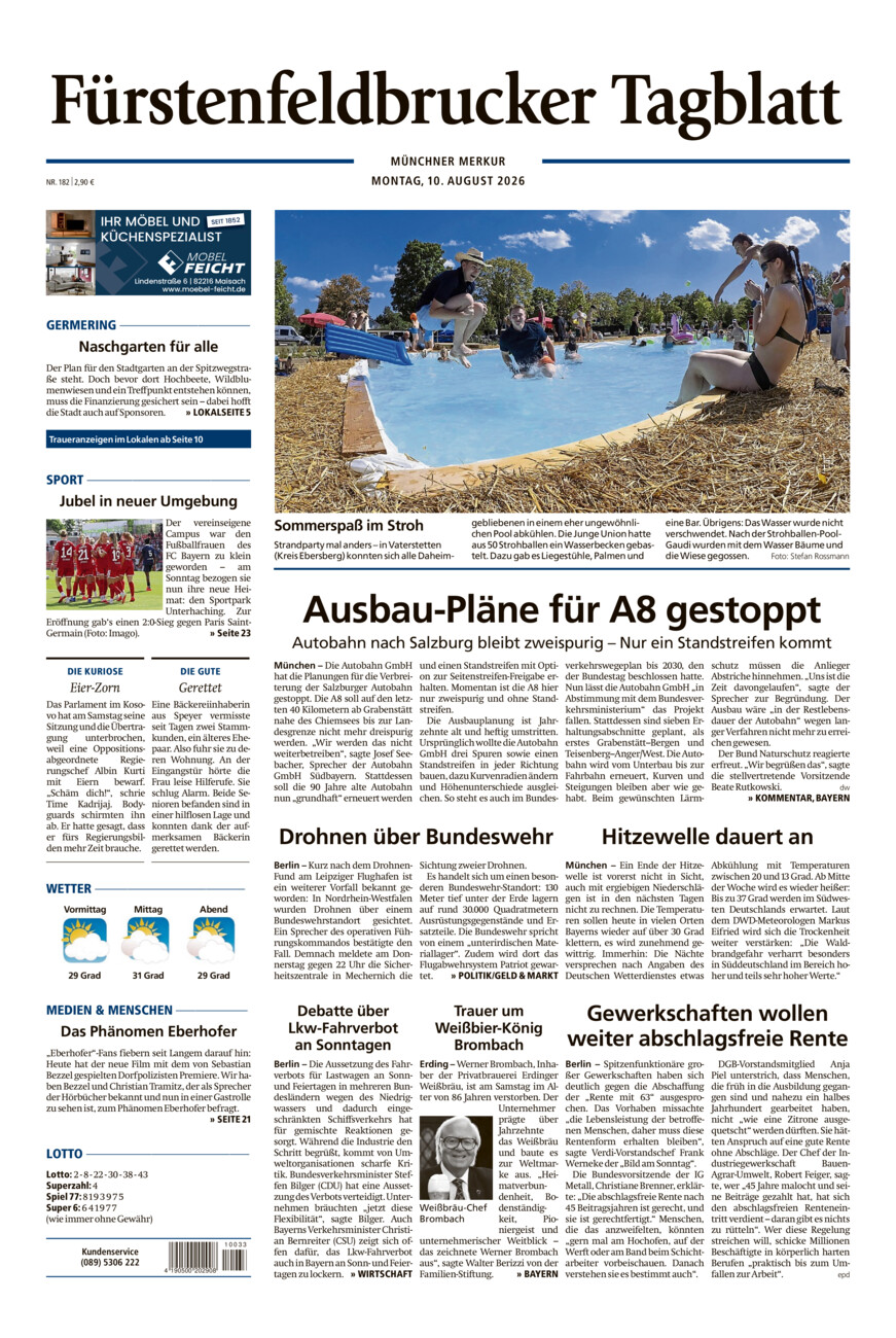Fürstenfeldbrucker Tagblatt vom Montag, 10.08.2026